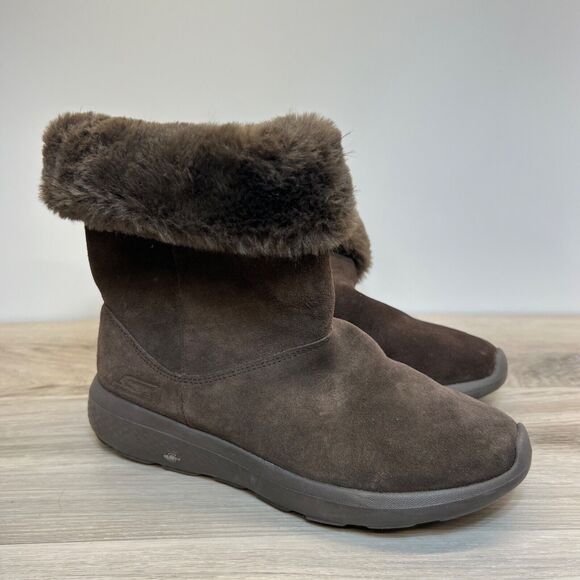 Skechers Boots Suede On The Go City 2 Womens 7.5 Goga Max Mid-Calf Flat 14633 - Picture 1 of 11